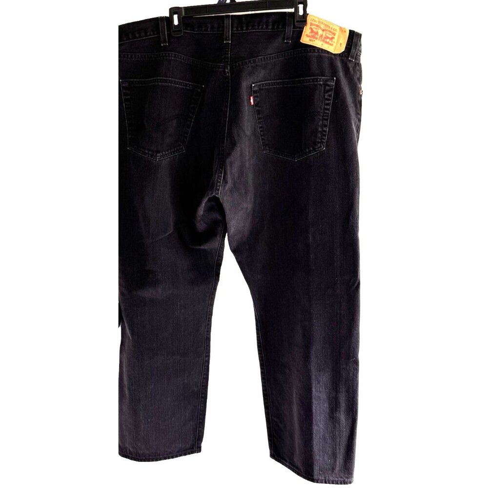 Levis 501XX Mens Jeans 46 Button Fly Black Denim Straight Leg Classic Fit Hemmed - Picture 4 of 10